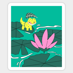 Little salamander of the lotus pond Sticker